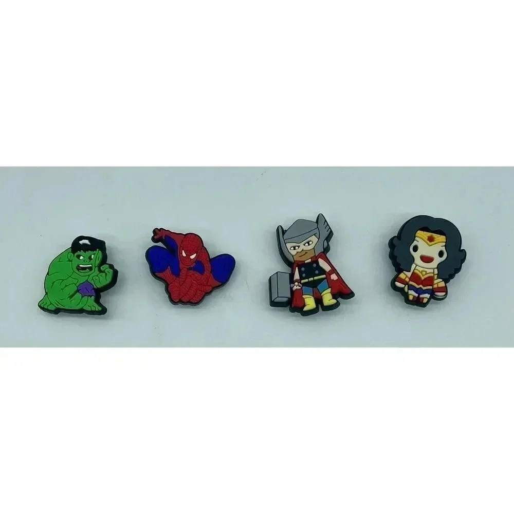 Spiderman Thor  Wonder‎ Woman Hulk Shoe Charms 4 Pieces Rubber Water Resistant